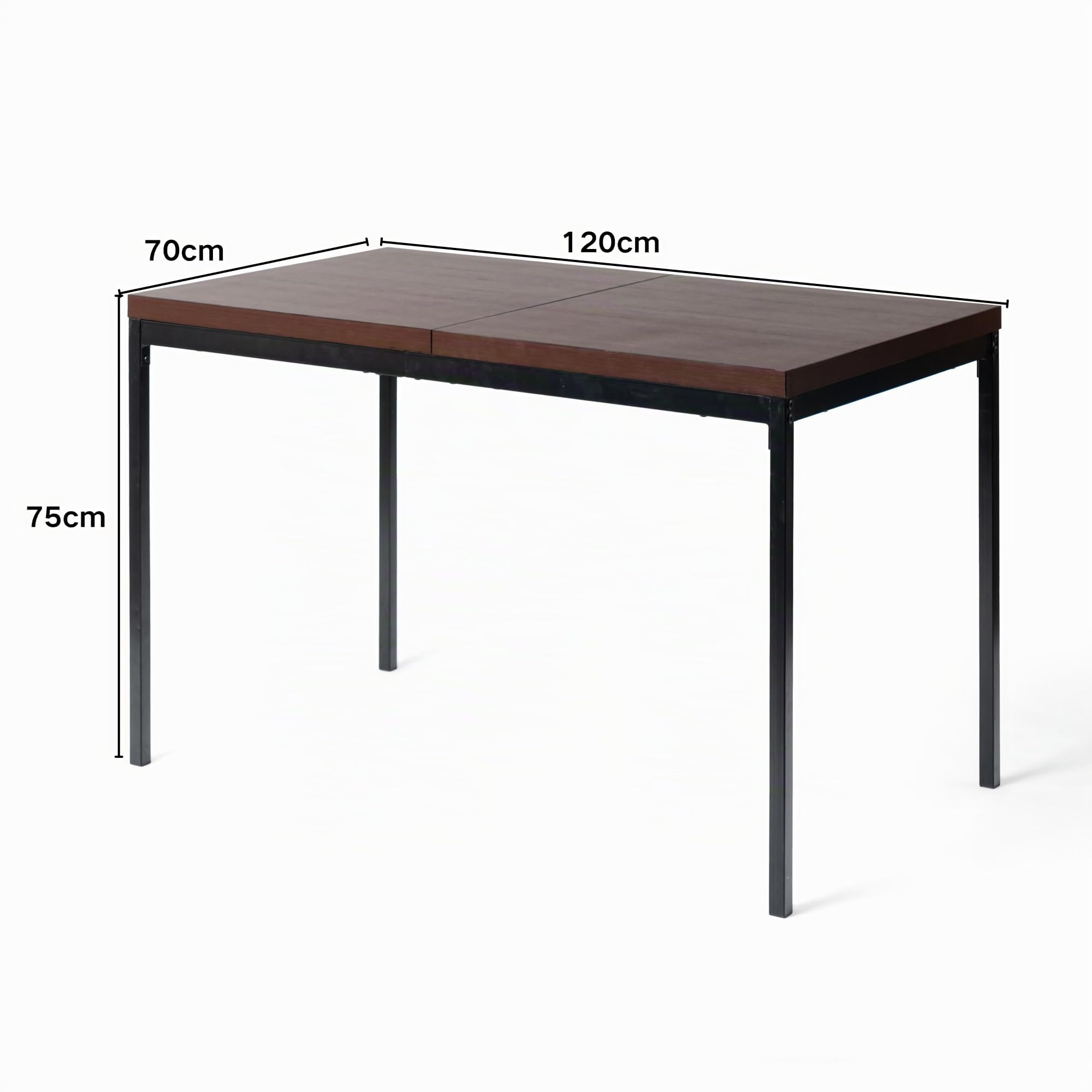 FurnitureR Tables de Conférence Rectangulaires en Brune, pour 4 à 6 Personnes, Plateau en Bois Epais avec Structure Métallique, pour Formations, Réunions, Conférences, 120x70x75cm