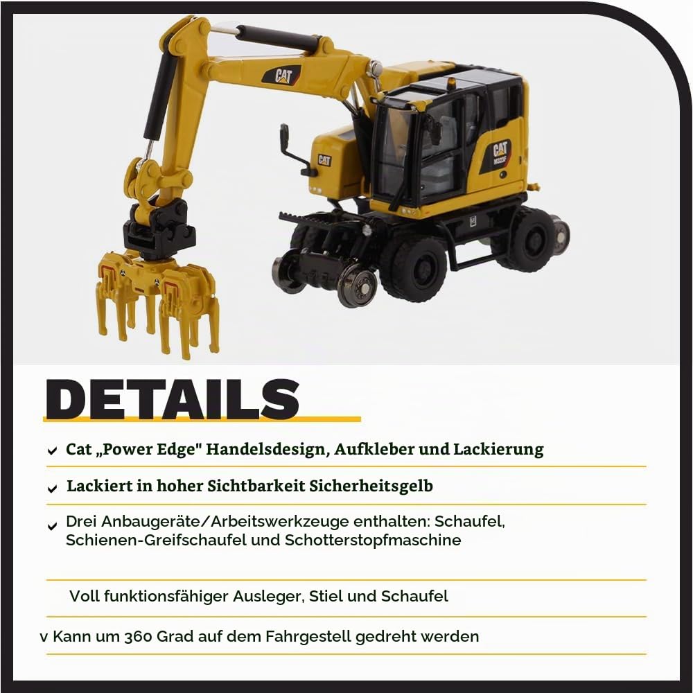 Diecast Masters 1:87 HO Model Cat M323F Railroad Wheeled Excavator, 85612