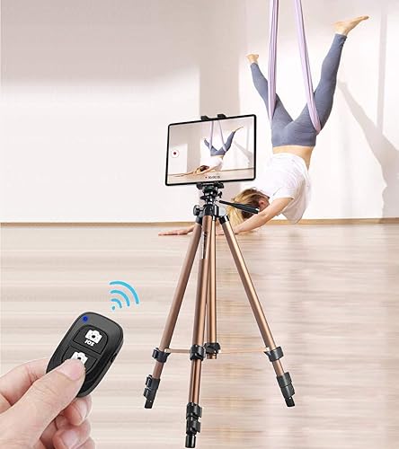 Miniatura 8 de Peastrex Trípode para iPad iPhone, 3 en 1, soporte para cámara de teléfono, soporte ligero de 54 pulgadas con control remoto para tableta de 3.5 a