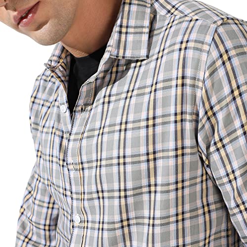 Image of CAHOOT Men's Button Up Shirt for Casual Wear | Regular Fit | Poly Lycra Shirt Crafted with Short Sleeve & Enhanced Stretch Comfort Fit for Everyday Wear