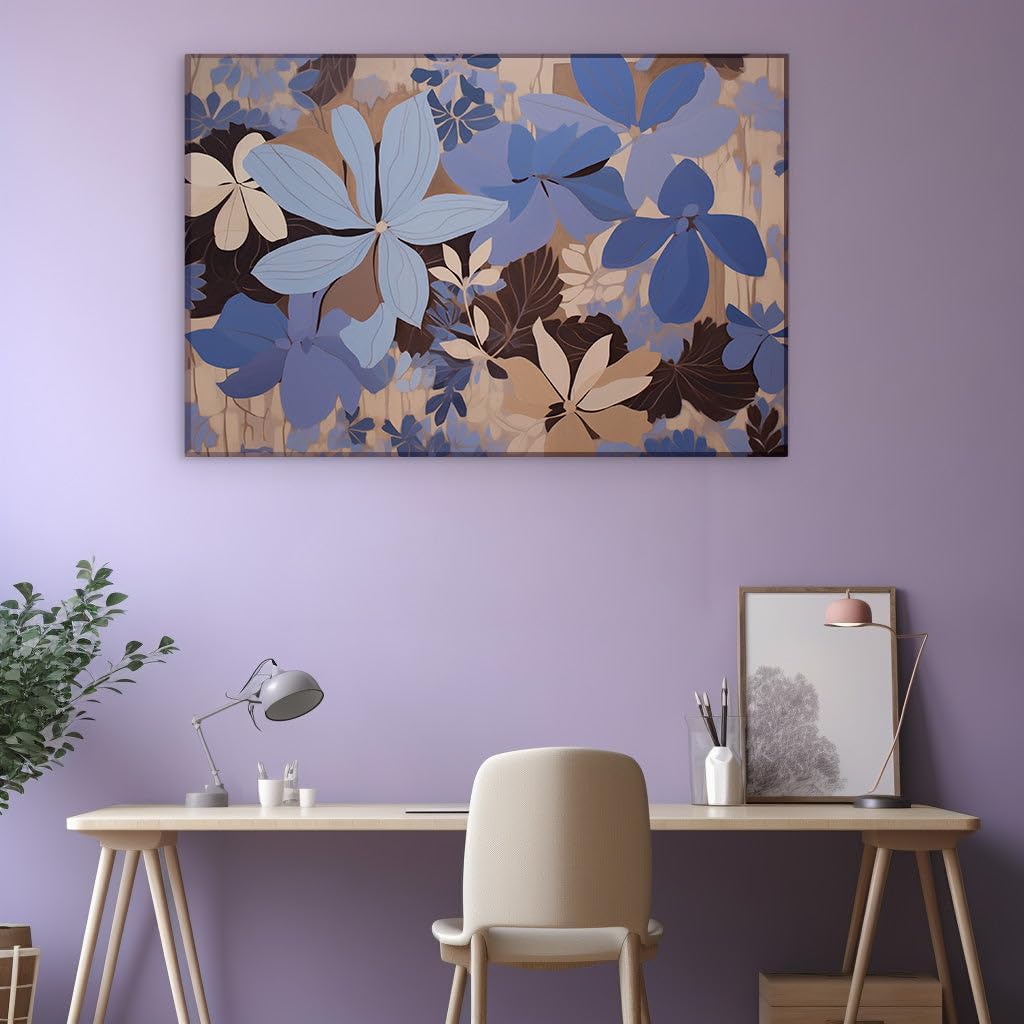 Canvas for Living room. Bloom in Design: Enhancing Visual Comfort with Harmonious Floral Wall Patterns, 27 x 18 inch Canvas Wall Art - Contemporary Masterpieces - Botanical Home Decor