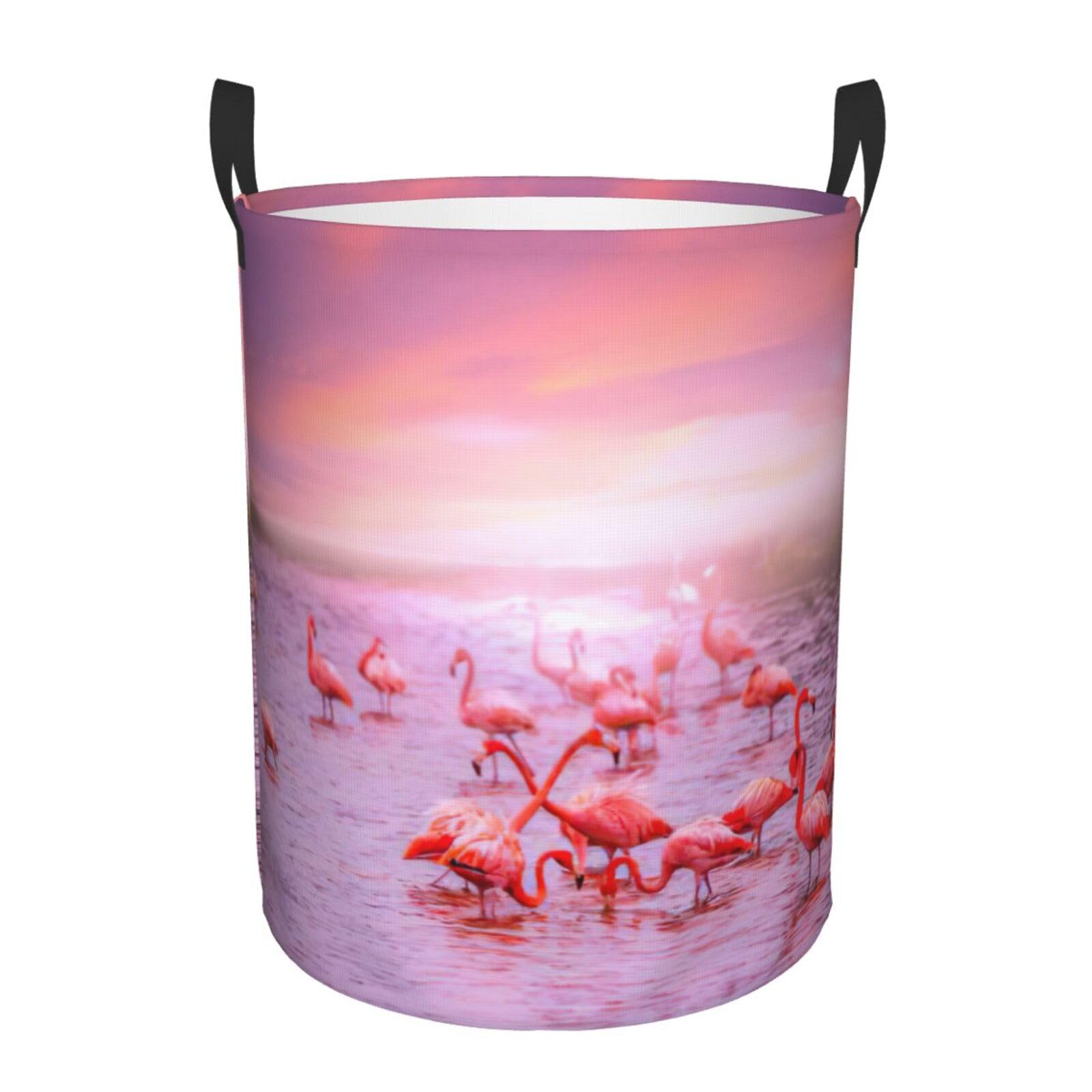 Panier à linge haut pour ranger les couvertures encombrantes avec flamants roses