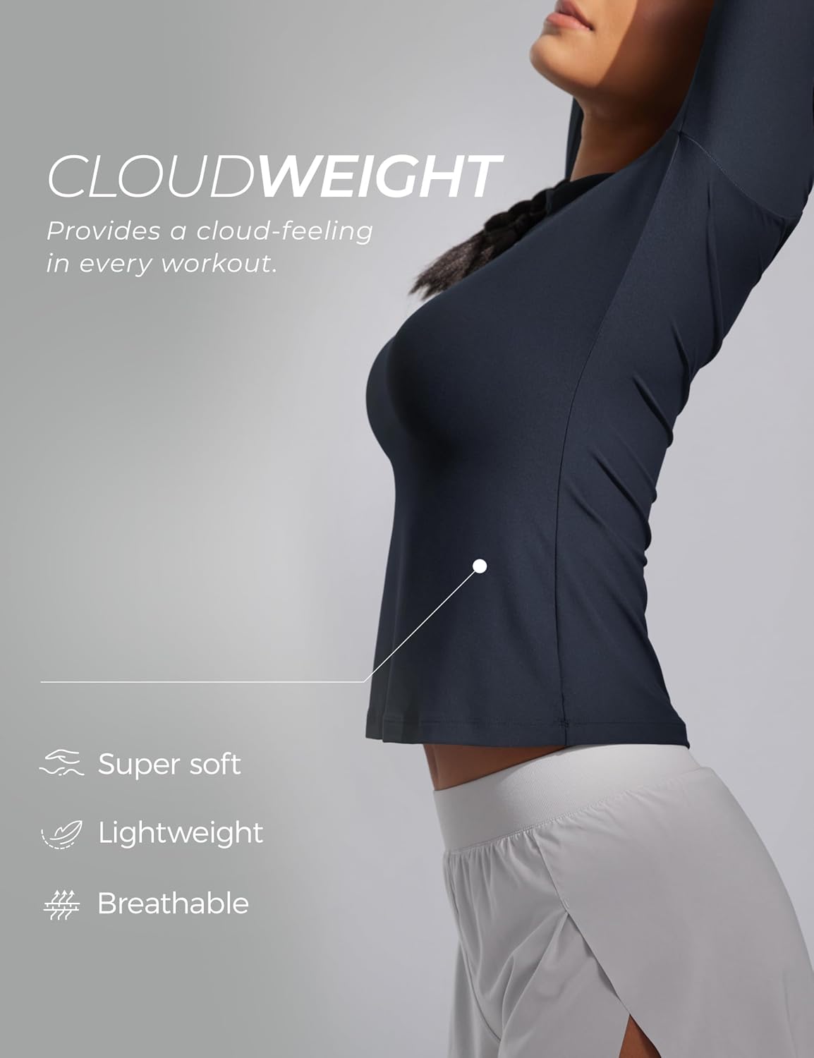 CRZ YOGA Womens Cloudweight Long Sleeve Workout Tops Lightweight Athletic Basic Shirts Soft Casual T-Shirt with Thumb Hole