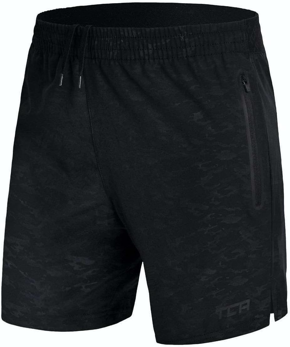 Elite Tech Men's Lightweight Sports Running Shorts with Zip Pockets