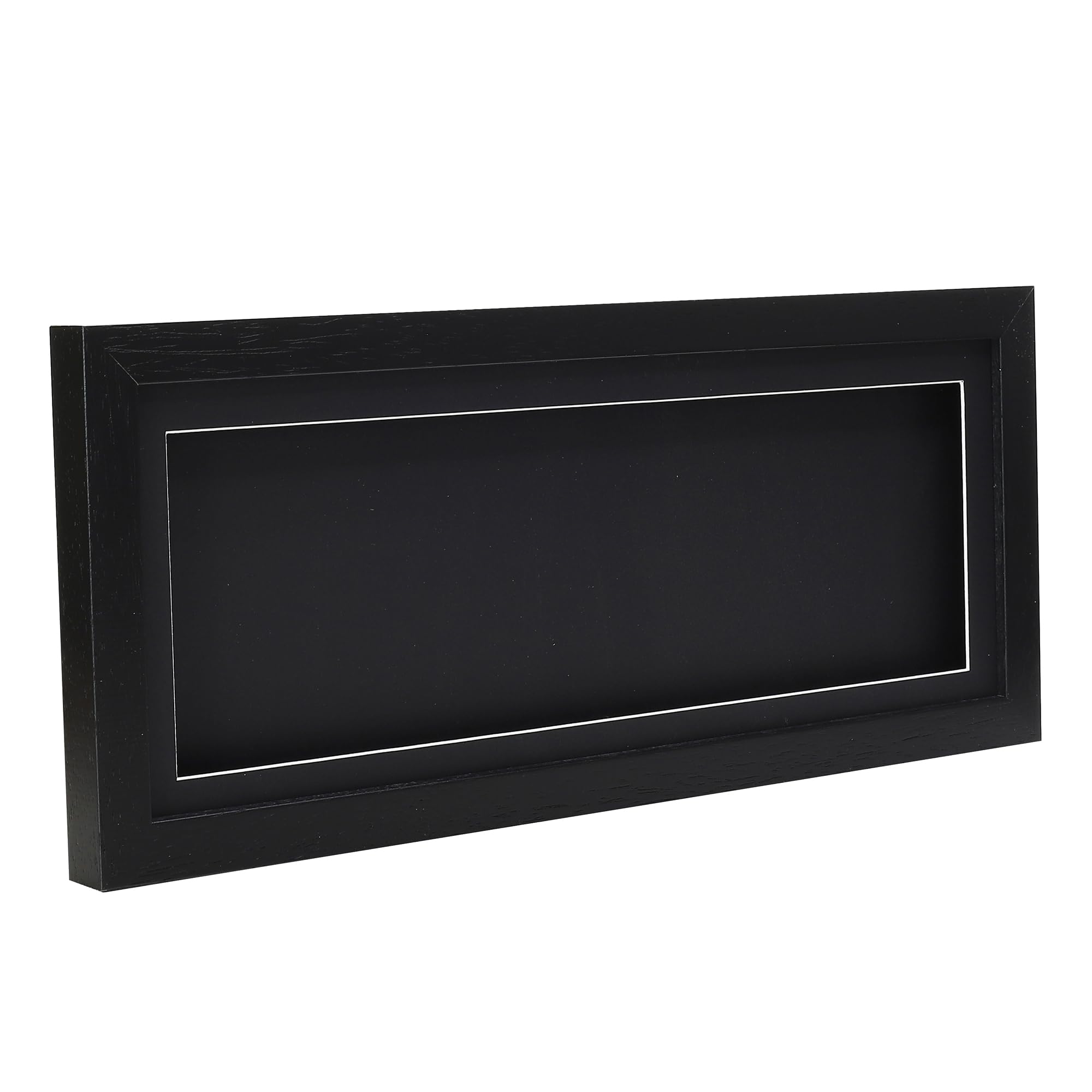 16x6" Black Solid Wood 3D Deep Box Picture Frame Display Memory Box With Black Mount For Medals Memorabilia Flowers etc