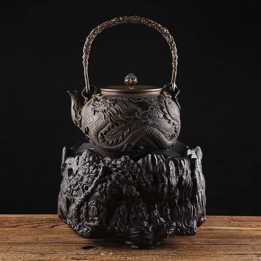 Cast Iron Tea Pot Set Japanese Teapot Tetsubin Kettle Kungfu Drink Stainless Steel Strainer Dragon & Phoenix Teakettle 1 2 L-can