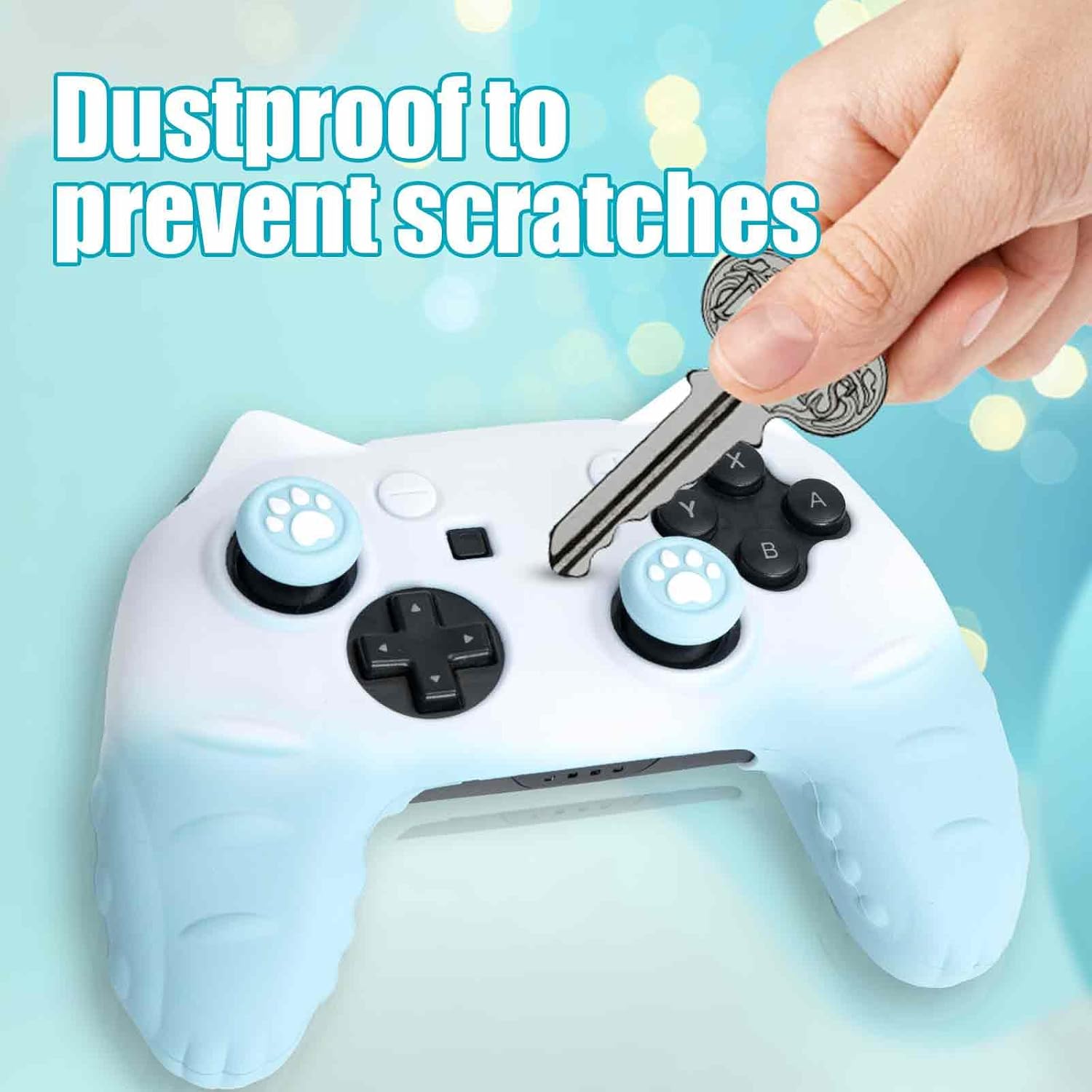 Switch Pro Controller Case - Cat Paw Silicone Skin with Thumb Grip Caps and Stickers - Cute Soft Protective Cover for Nintendo Switch Pro Gamers - Image 8