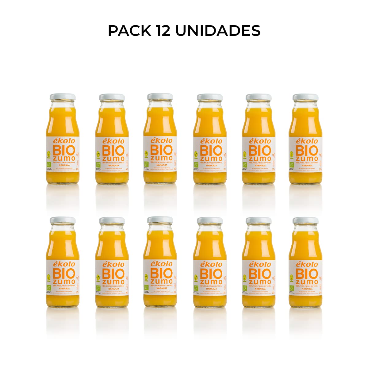 Zumo de Naranja Ecológico 100% Exprimido 12 Botellas 200ml 2400ml