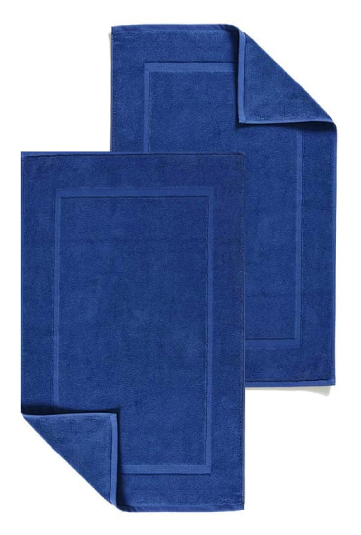 Textile Do 2 Piece Cotton Bath Mats Terry Toweling Bathroom Rugs 1000 GSM Super Soft and Absorbent Floor Mat, Bathroom Shower Mat Set (Cotton, Blue)