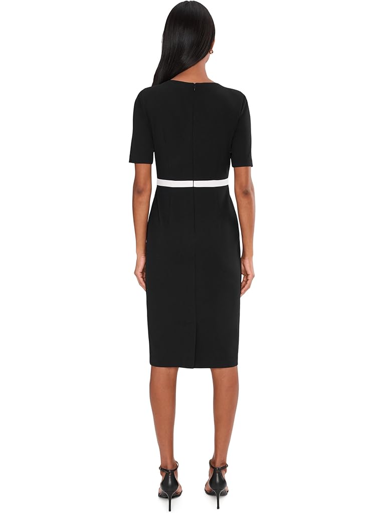 Black Adrianna Papell Contrast Bow Sheath Dress
