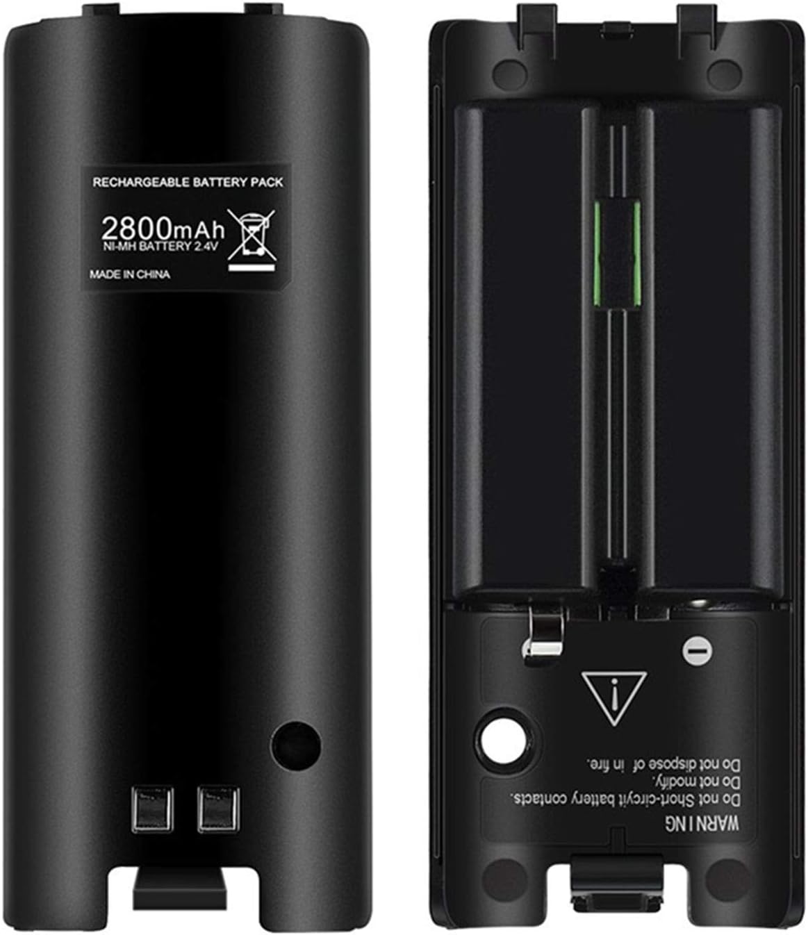 TKOOFN 2x Capacity 2800mAh Rechargeable Battery for Nintendo Wii Remote Controller Black