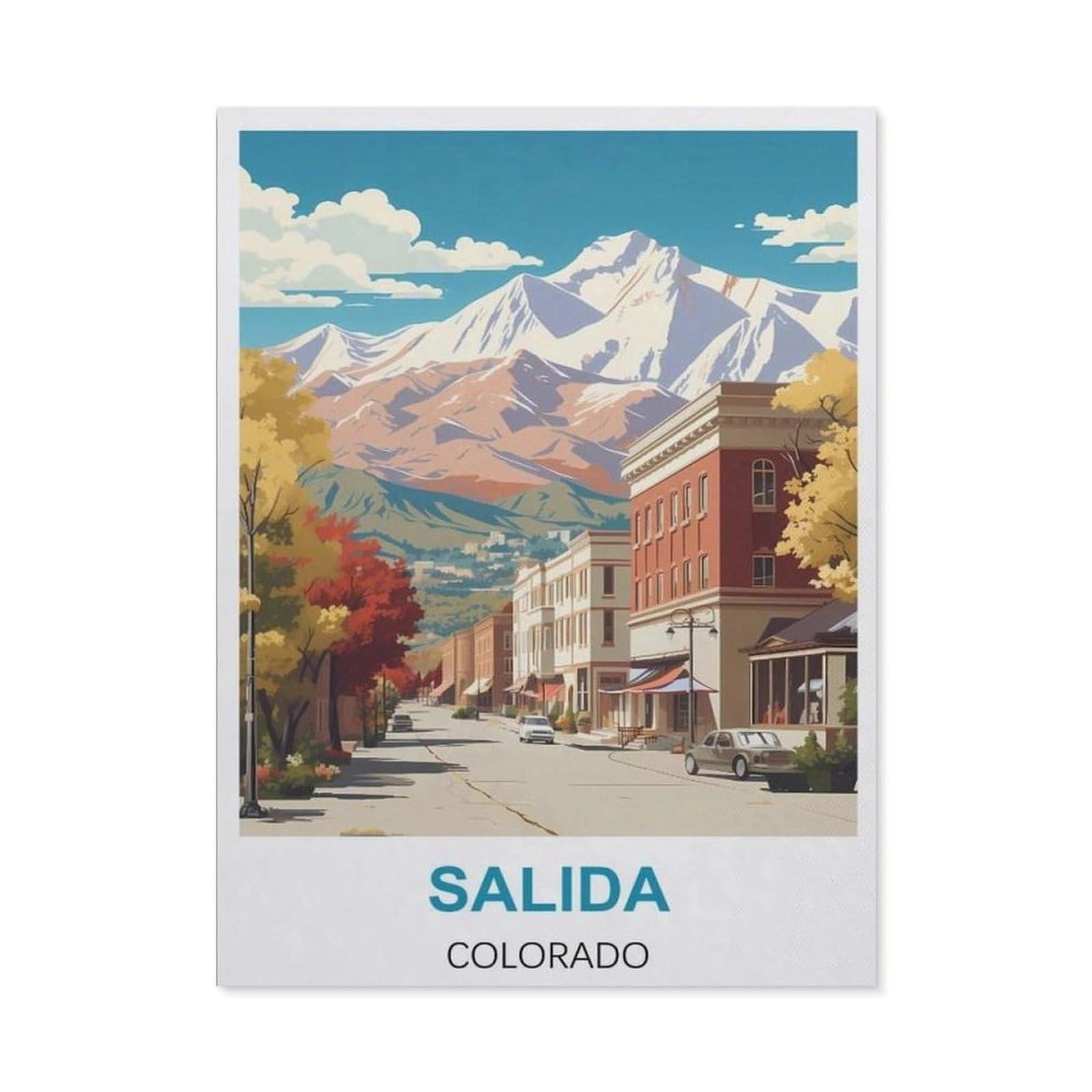 BEAYODKP Diamond Painting Kits for Adults and Kids，Salida Colorado Vintage Travel Posters，Full Drill Round Rhinestone Paint with Diamonds（30 x 40 cm/11.81 x 15.74 inches）-CA92