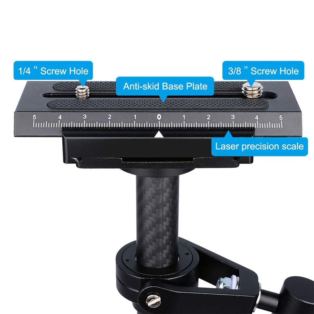 Stabilizzatore per Fotocamera Stabilizzatore Portatile in Fibra di Carbonio S60T con Piastra a Sgancio Rapido per Fotocamere DSLR (Nera)