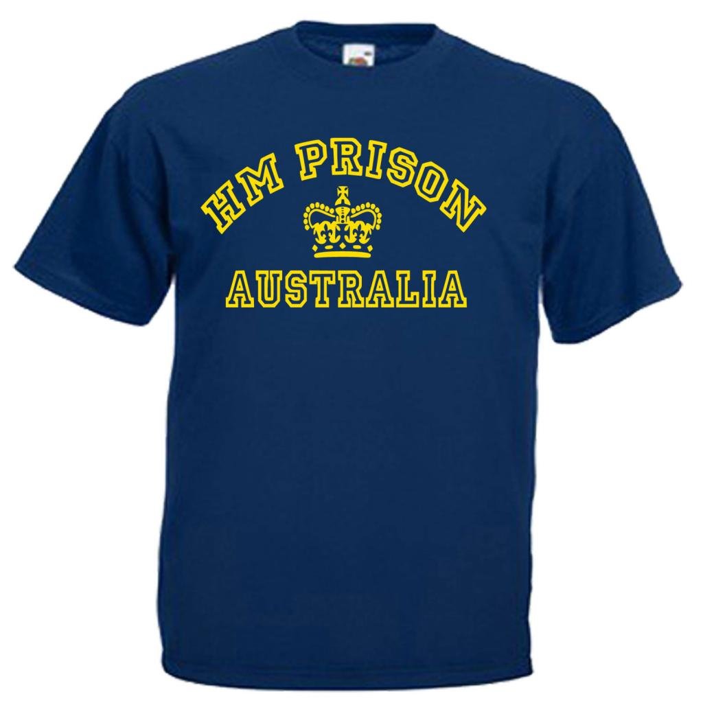 HM Prison Australia Mens T Shirt Large Navy