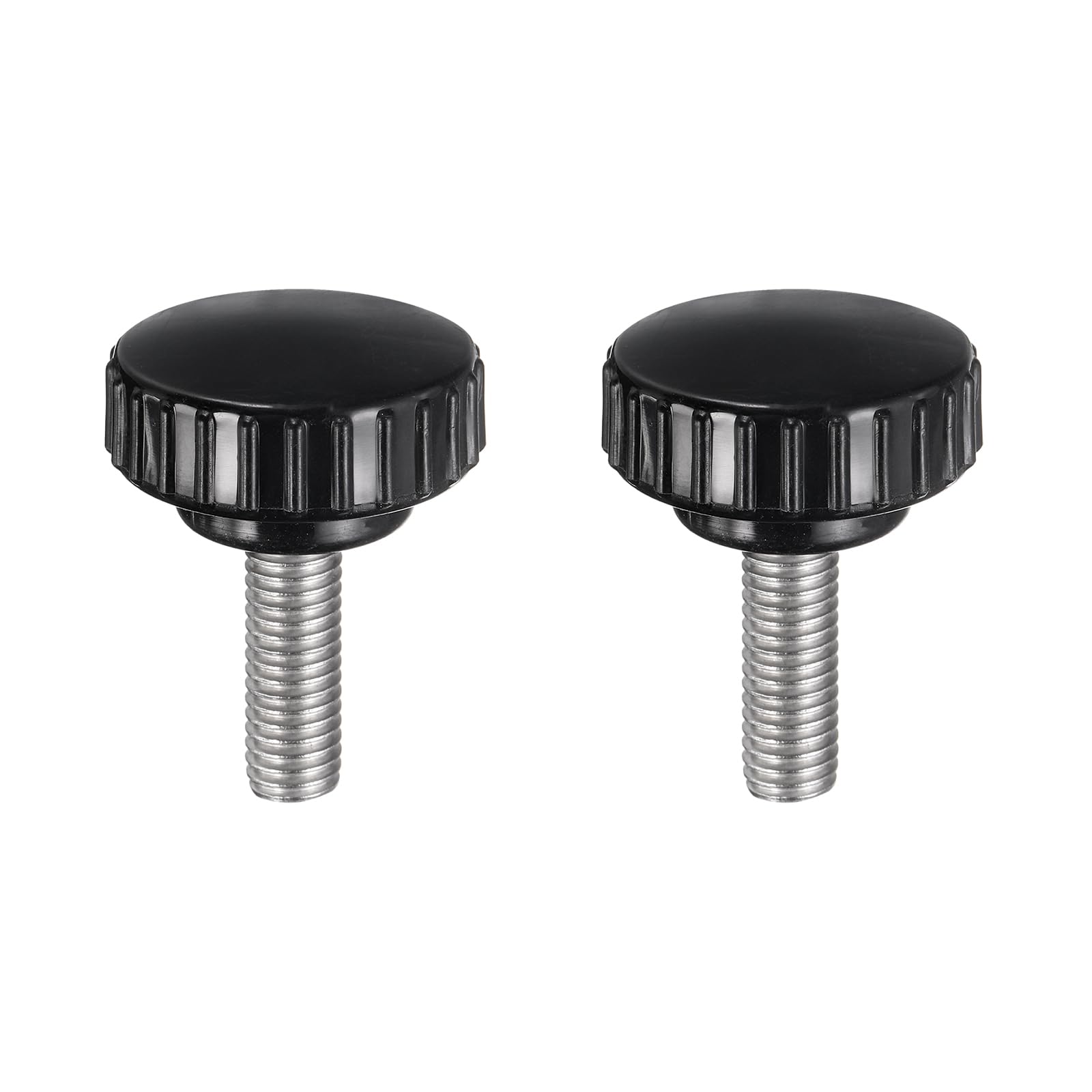 sourcing map 2pcs Knurled Clamping Knobs M8 x 25mm Metric 304 Stainless Steel Male Thread Thumb Screw on Type 30mm Plastic Round Head Threaded Hand Bolt Stud Knobs Black โ image 1
