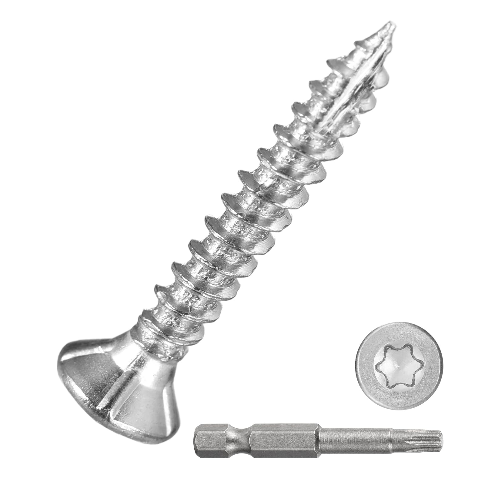 DTGN #4x3/4" Deck Screws - 500Pack - Good for Decks, Fences, Frames, Farms, Outdoor Furniture - Carbon Steel Wood Screws W/ T10 Torx Star Drive Bit - Silver โ image 1