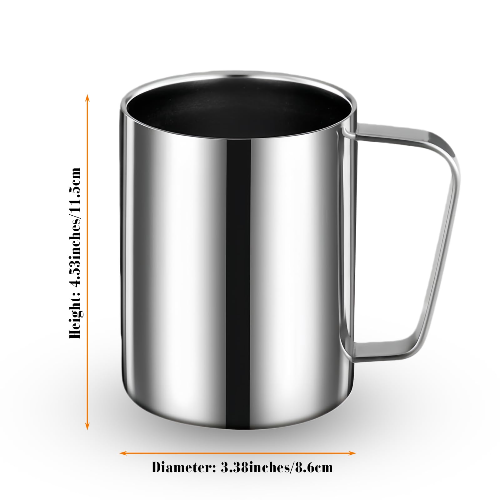 Zestaw 2 kubków ze stali nierdzewnej, kubek do kawy 500 ml, z podwójnymi izolowanymi ściankami, metalowy kubek do herbaty Sus 304 z uchwytem, do kawy, mleka, soku i innych napojów, 2 szt