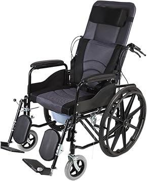 6 Position Adjustable Reclining Folding Backrest Arm Comfort Wheelchair Folding Wheelchair Comfortable Breathable Design for Elderly Disabled