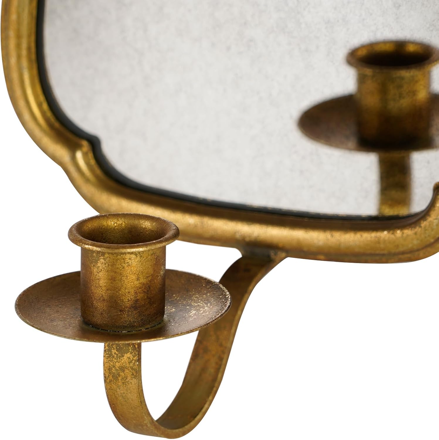 NIKKY HOME Gold Mirrored Wall Candle Holder - French Antique Wall Sconces for Taper Candle - Elegant Metal Hanging Candlestick Decor for Living Room, Bathroom, Dining Room and Office