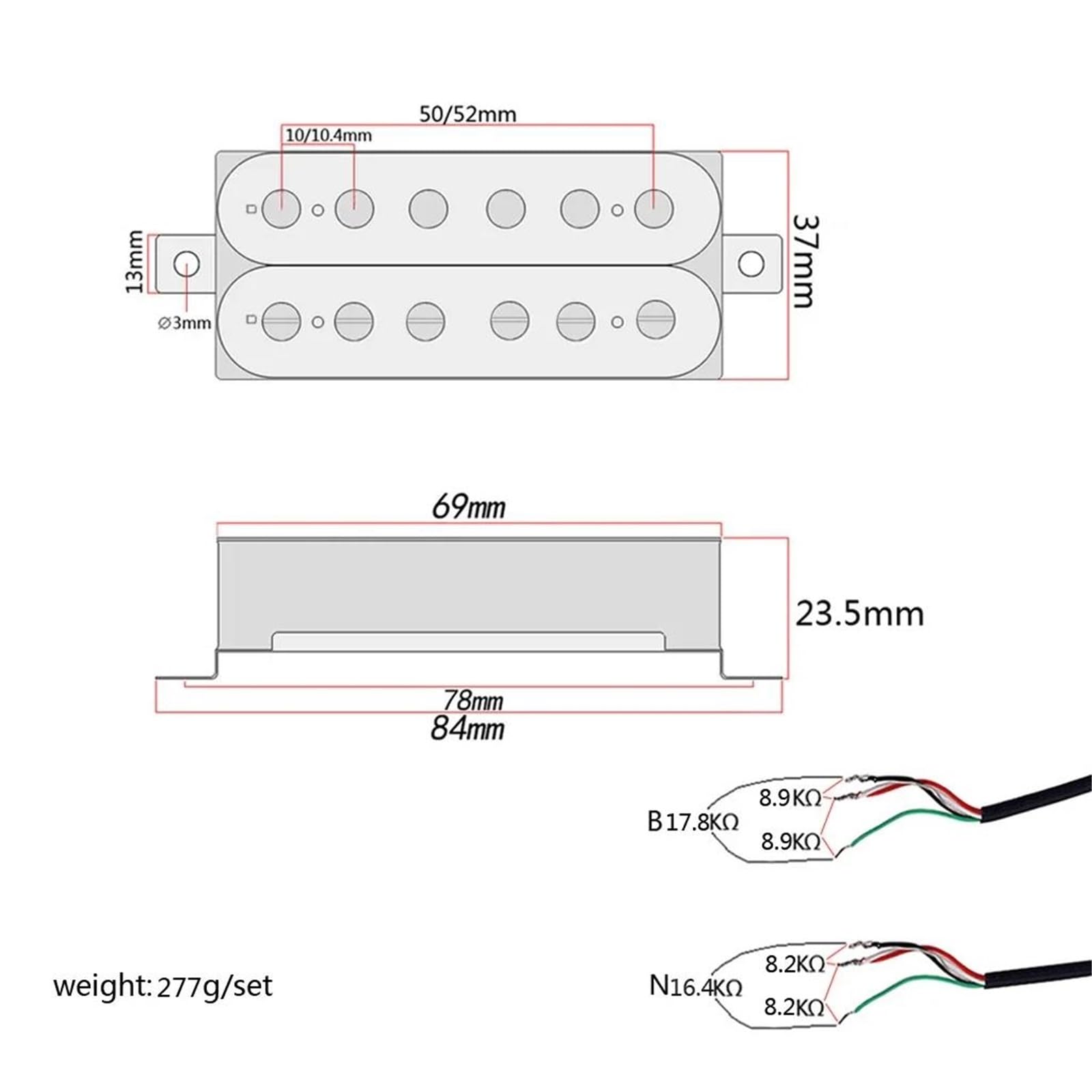 Pastilla De Guitarra Eléctrica Profesional Pastillas Humbucker De Alto Rendimiento | Para guitarras eléctricas LP, juego completo con tornillos de montaje y resortes.
