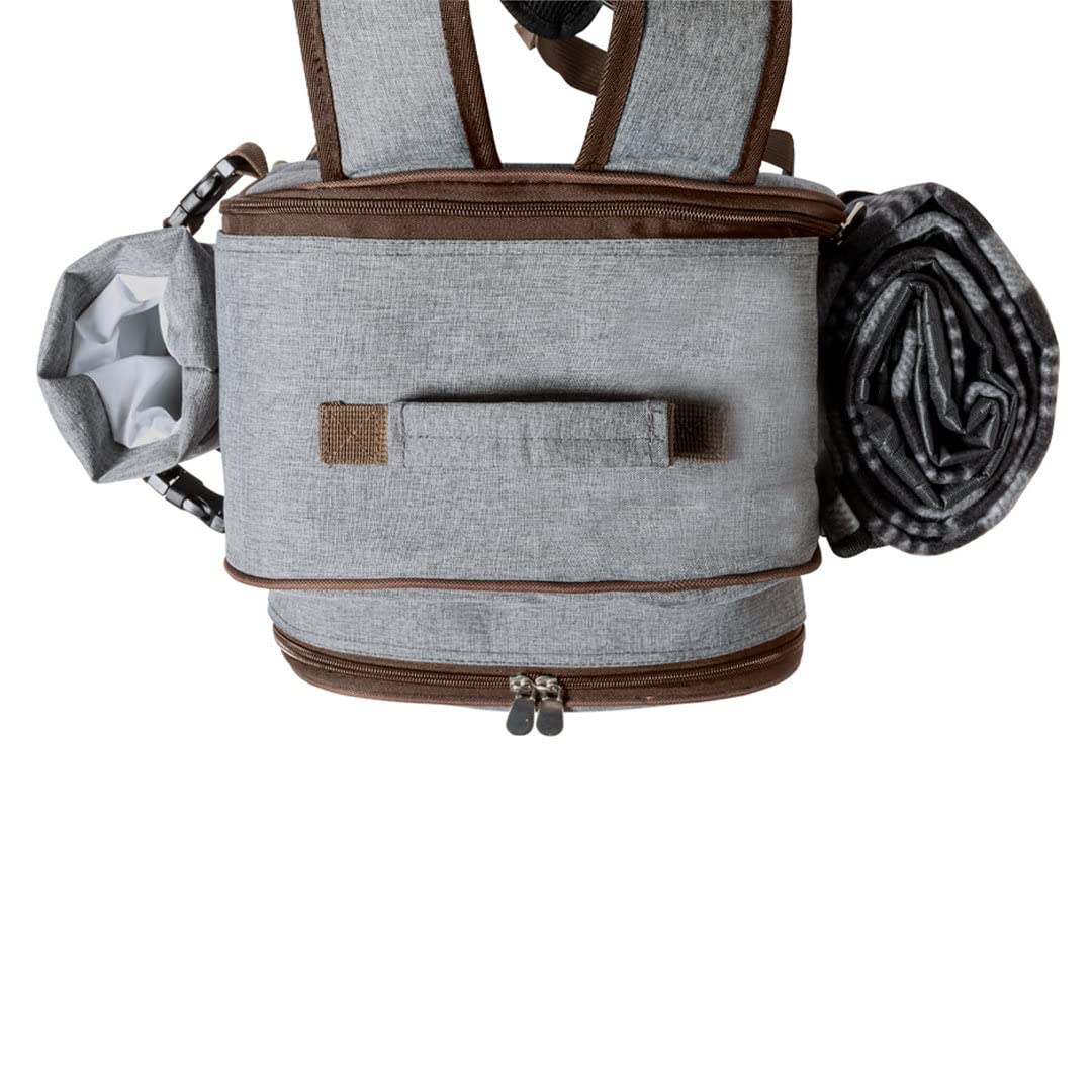 Mochila Nevera Picnic 4 Servicios | 32 Piezas | Incluye Manta 120x150 cm, Botellero, Tabla de Corte, Cubiertos y Vajilla | Diseño Premium en RPET | Extra PosaMóvil