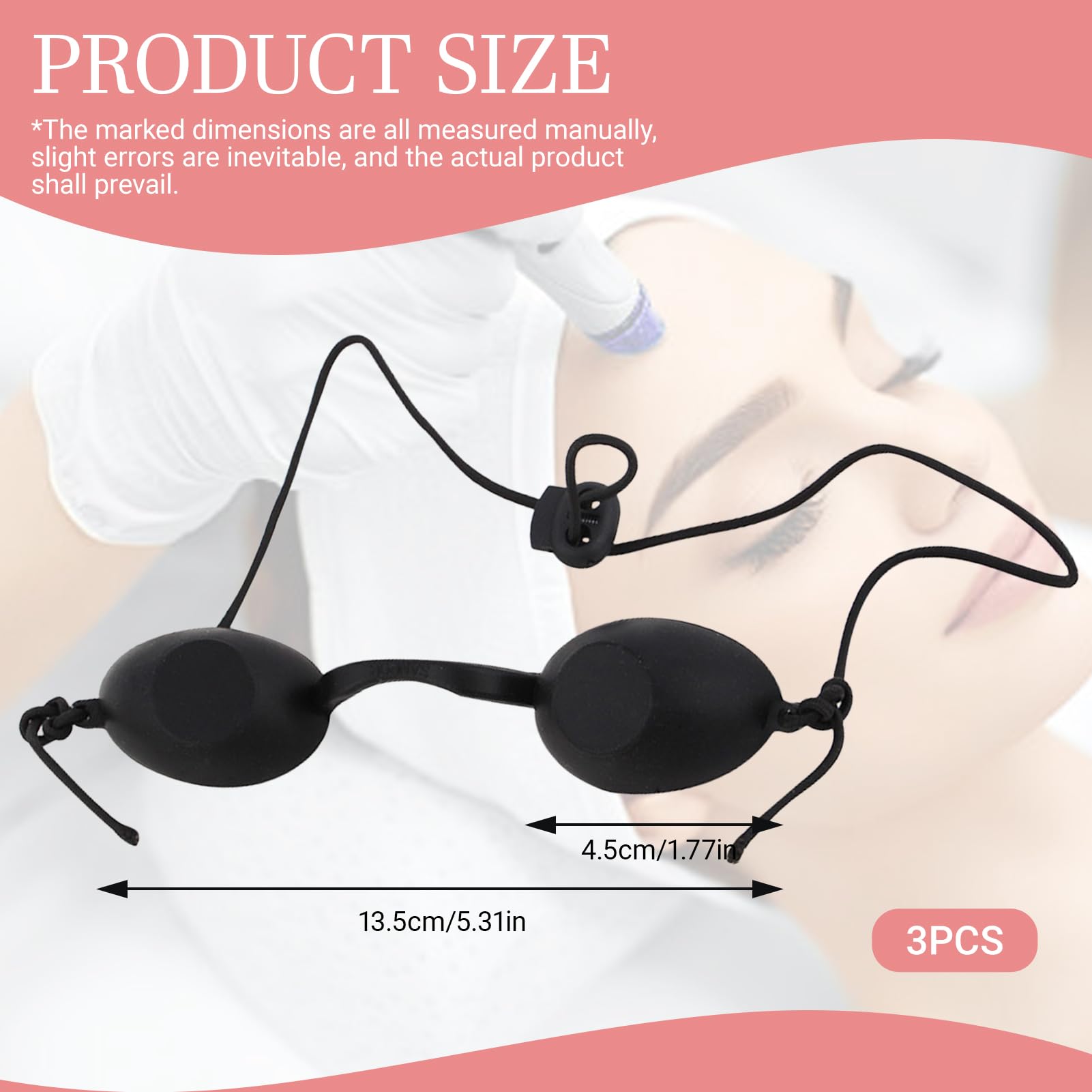 3 Pezzi Occhiali Infrarossi, Occhiali di Protezione Solarium, Occhiali di Protezione UV, Occhialini sole spiaggia, per IPL UV luce Terapia a Infrarossi, Beauty Clinic (Nero)