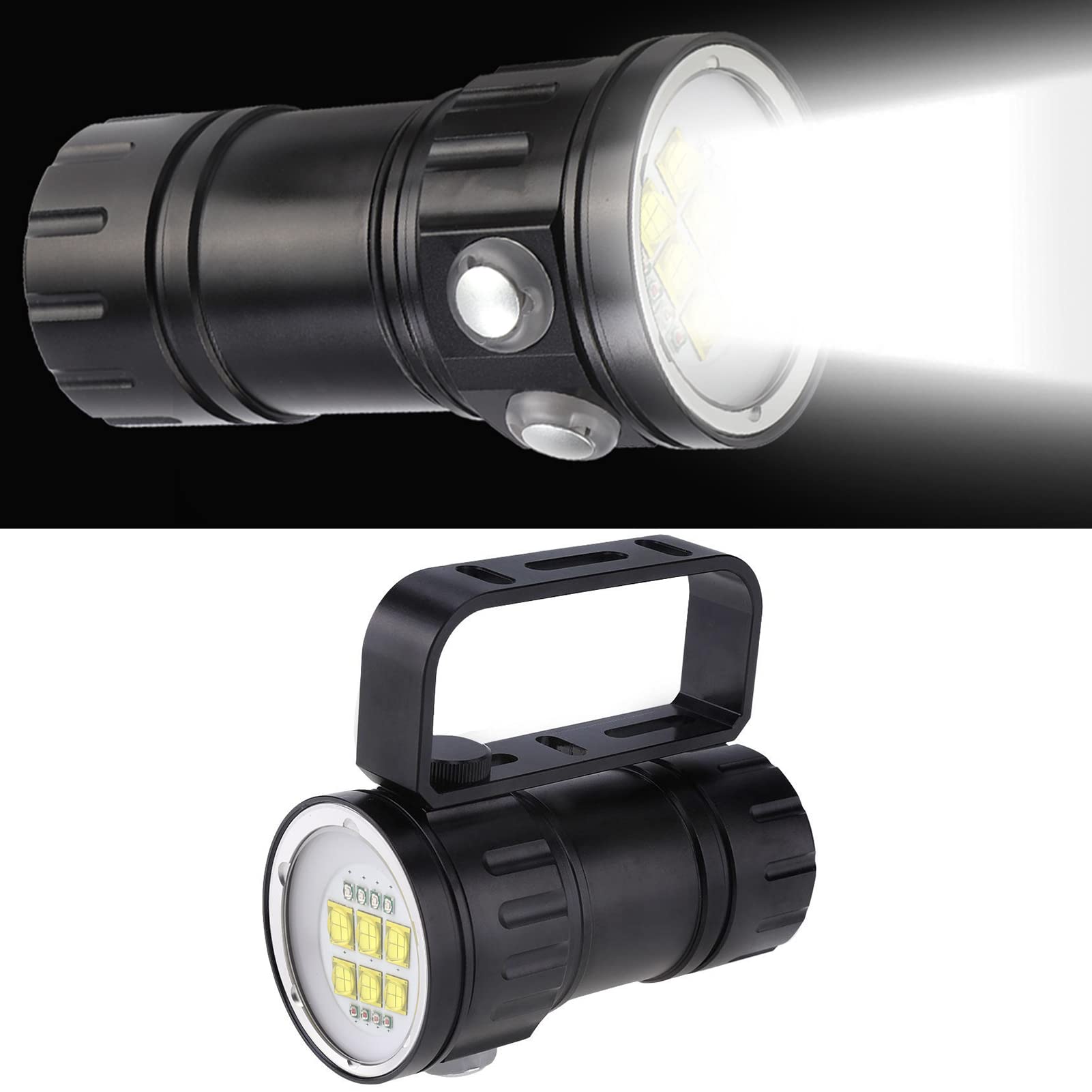 Flashlight, Outdoor LED Diving Flashlight Aluminum Alloy Strong Light Super Bright Water and Land Red Blue White, Diving Lights