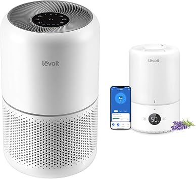 Levoit Air Purifier 1095 ft2 & Humidifier 3L Top Fill Diffuser Bundle