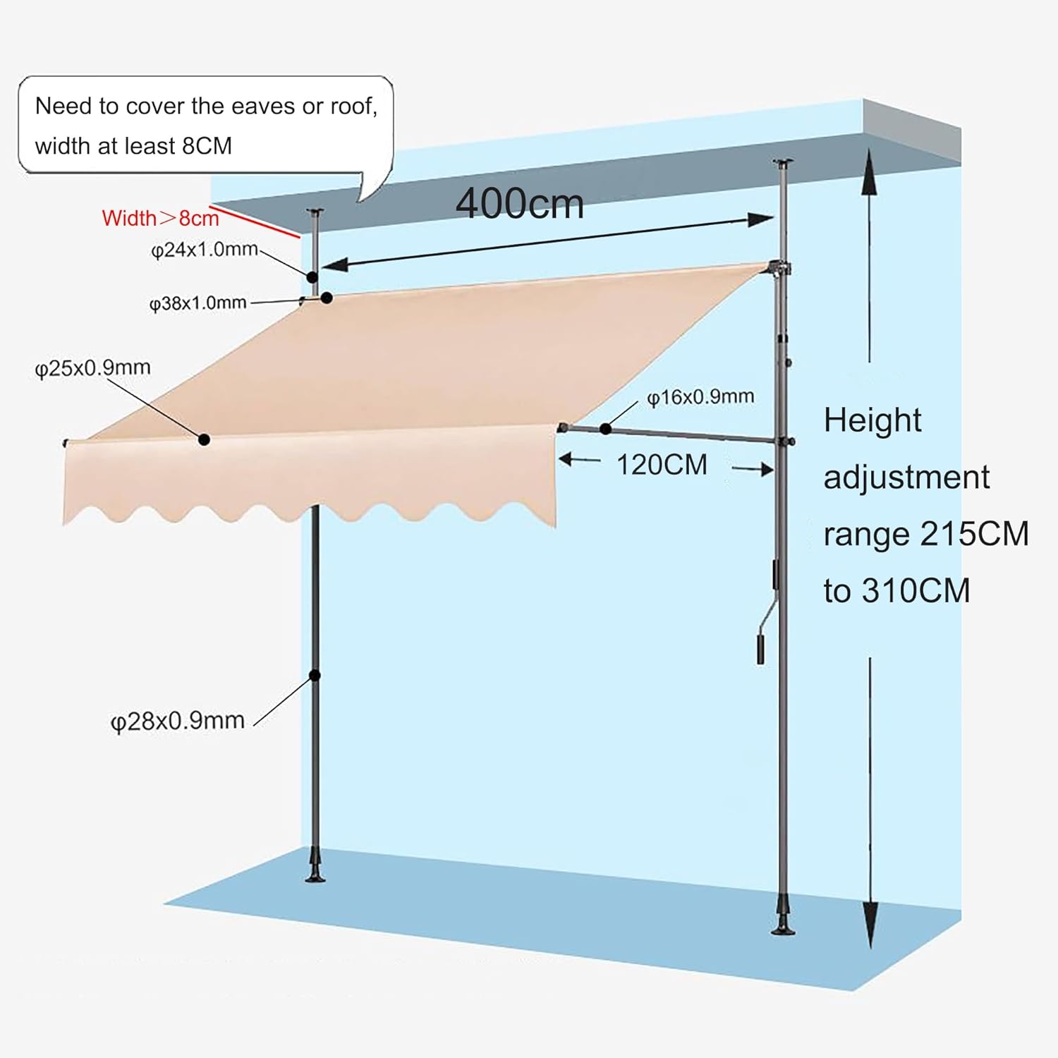 Manual Retractable Awning, backyard retractable awning, Adjustable Retractable Awnings, Window Awning, Patio Outdoor Awning Canopy, retractable shades for patio, for UV Rain Snow Sunlight Protection(G
