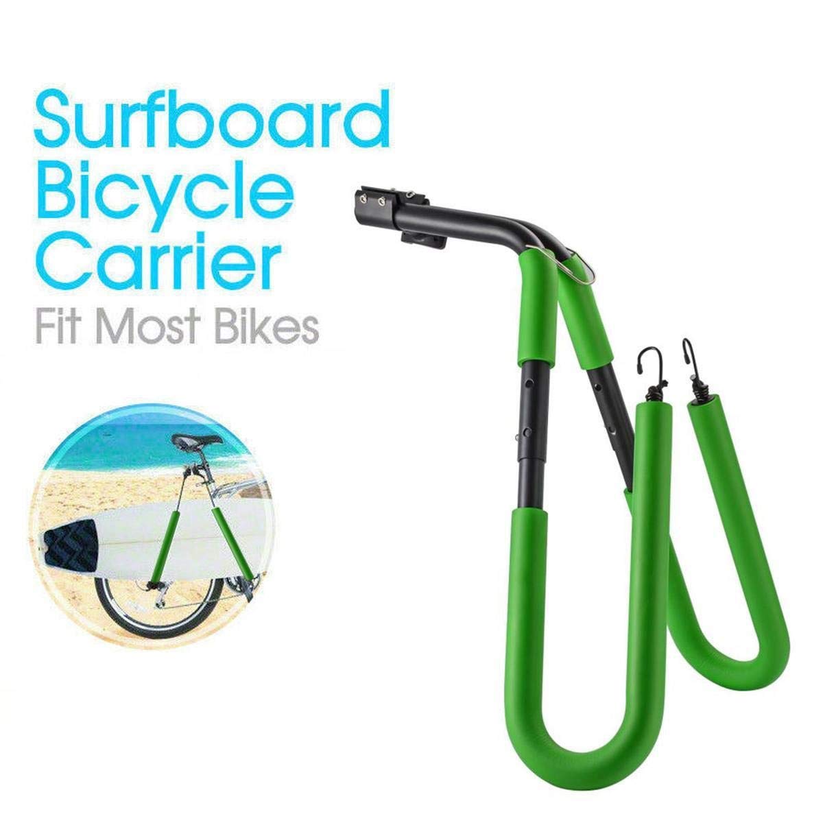 Support De Planche De Surf Pour Vélo – Aluminium, Vert, Réglable, éponge Anti-rayures – Compatible Short/longboards