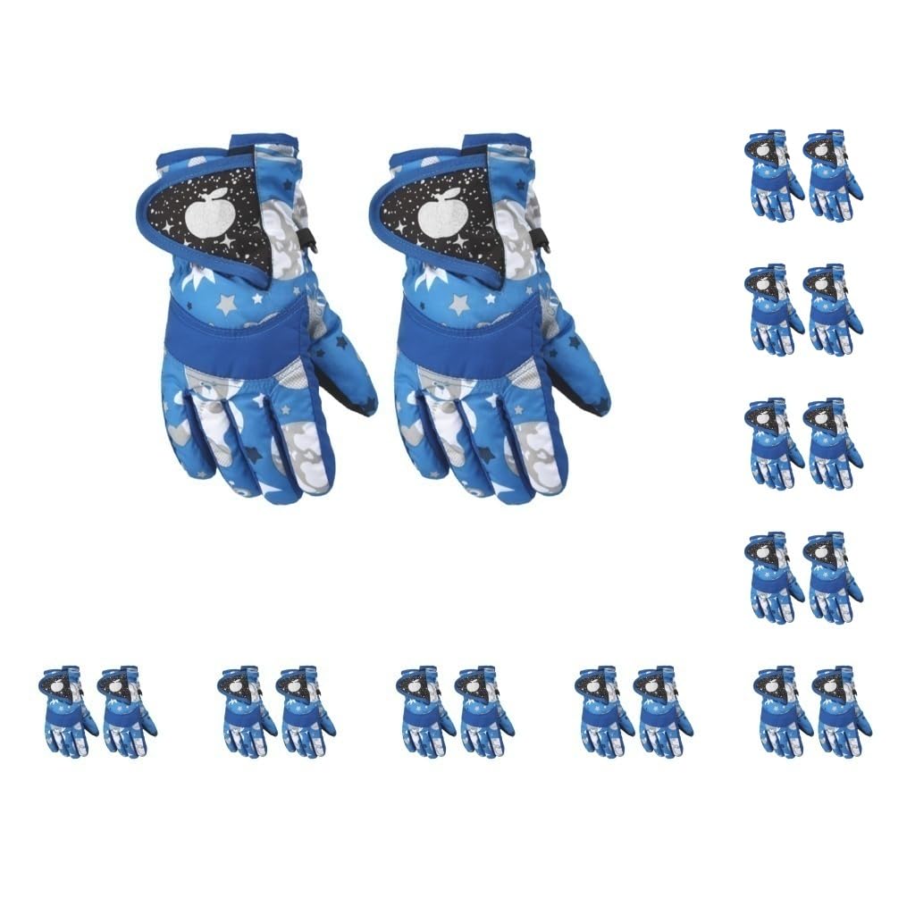 Lot de 10 gants de ski d'hiver pour enfants - Chauffe-mains - Gants thermiques pour extérieur - Accessoire de vêtements - Housse chauffante - Bleu/M