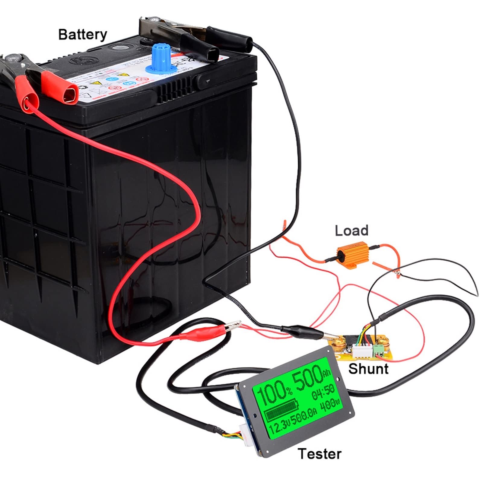 Comprobador De Carga De BateríA, TF03K DC10 ~ 120V 50A / 100A / 350A / 500A Capacidad de la batería Probador de tensión de voltaje Muestra el contador de Coulomb WiHT 1M ,Rango De Prueba MáS Amplio(TF