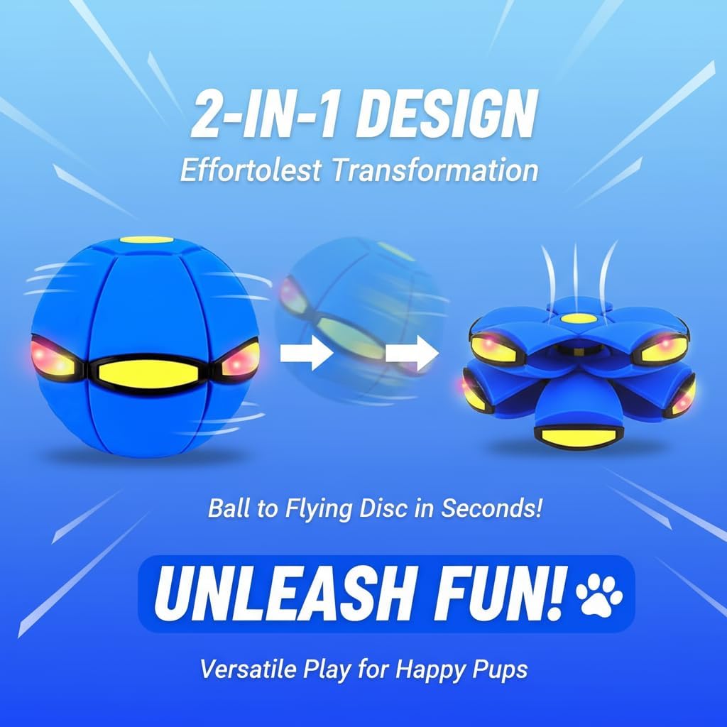 Magic Bouncing Ball, Childrens Bouncing Ball Magic, Parent-Child Interaction, Dual Form Freely Switchable, for Large Small Medium Dogs, with 6 Light