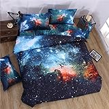  Juwenin Bettwäsche-Set, 3-teilig, 3D Galaxy-Aufdruck, angenehm, weich, 006, Einzelbett