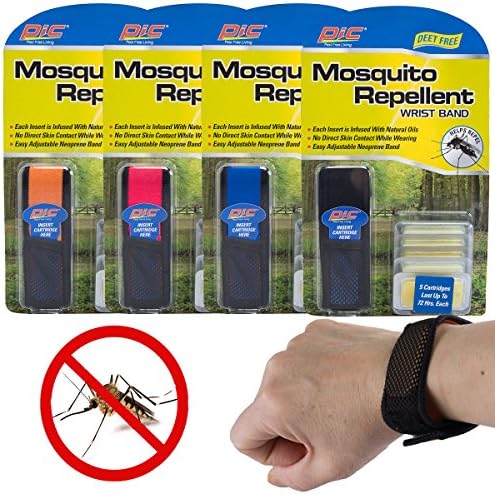 PIC 4 Pack Outdoor Mosquito Repellent Bracelet Deet Free Pest Repeller Insect Repellent for Kids & Adults Patio