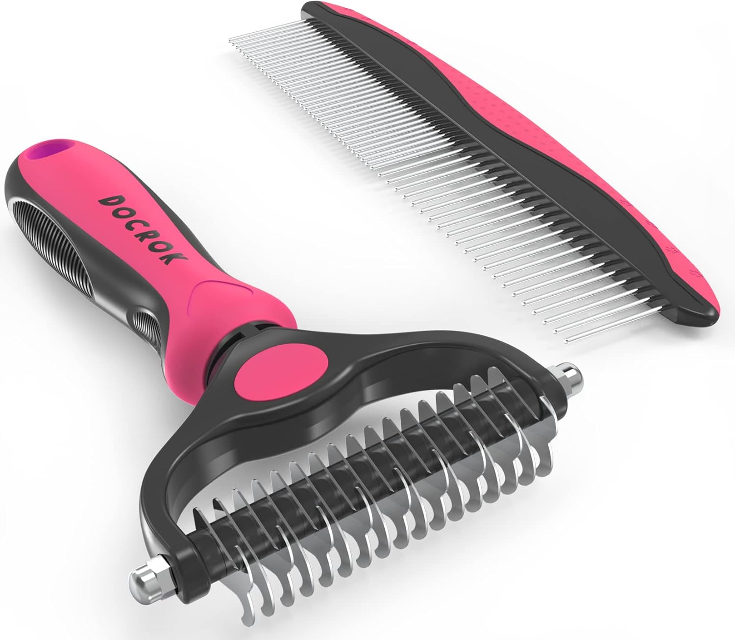 Docrok Dog Brush and Comb Combo, Dual Sided Dematting and Deshedding
