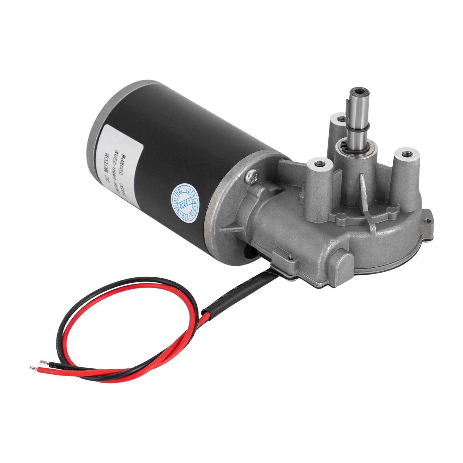 Motor de engranaje de CC de 80 W, 220 rpm, 24 VDC, aluminio, cobre, hierro, negro, plata, control de velocidad PWM, función de autobloqueo, 63 mm de diámetro