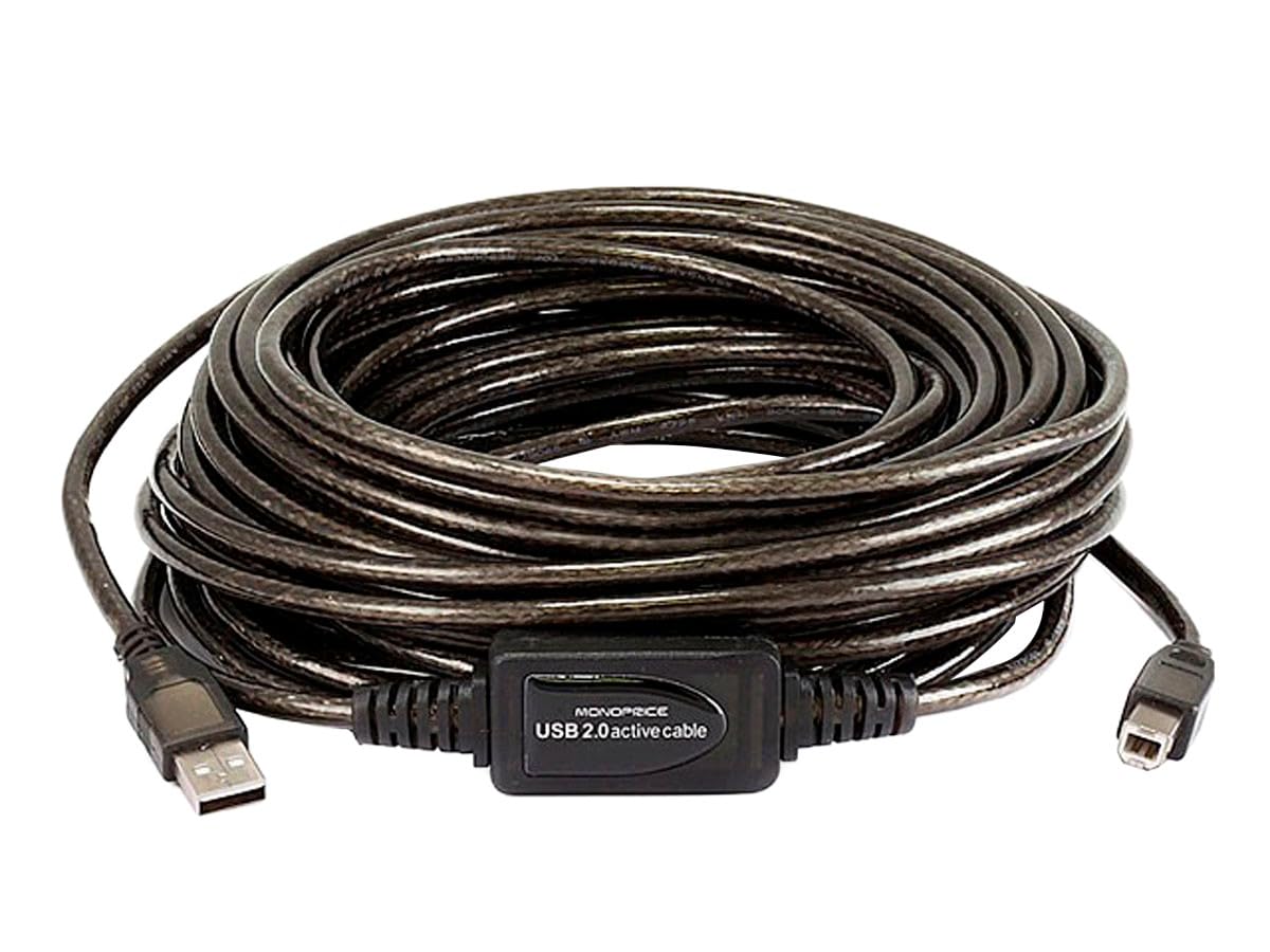 Cable de extensión USB 2.0, USB tipo A a USB tipo B, macho a macho, activo, 28/24AWG, 49 pies, negro 5