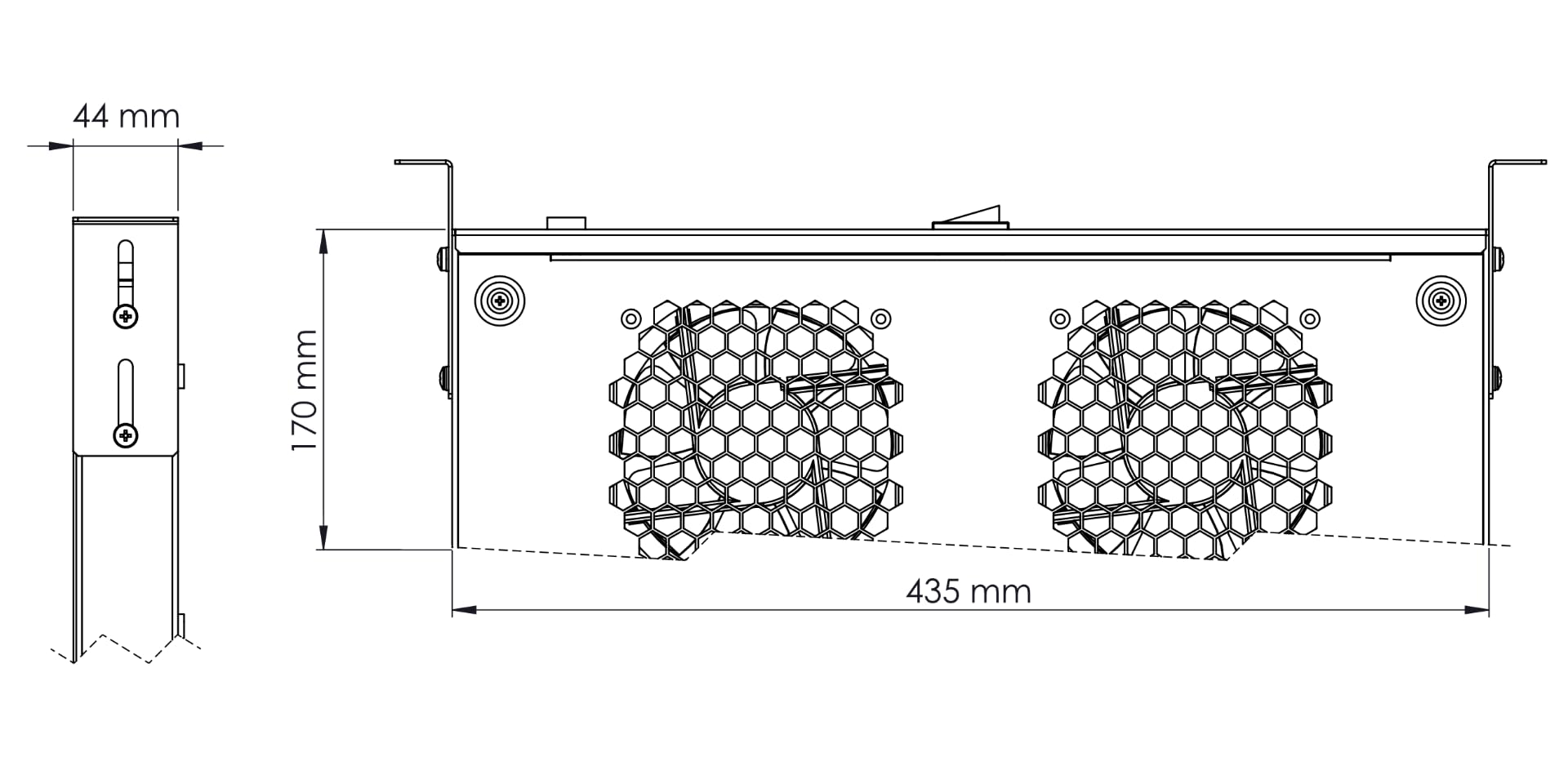 SABAJ M&D Unità di Ventilazione 2 Ventole con Termostato 19" 1U per Armadio Rack e Armadio di Rete – Profondità Regolabile – Cavo 1,8 m Incluso – Grigio RAL 7035