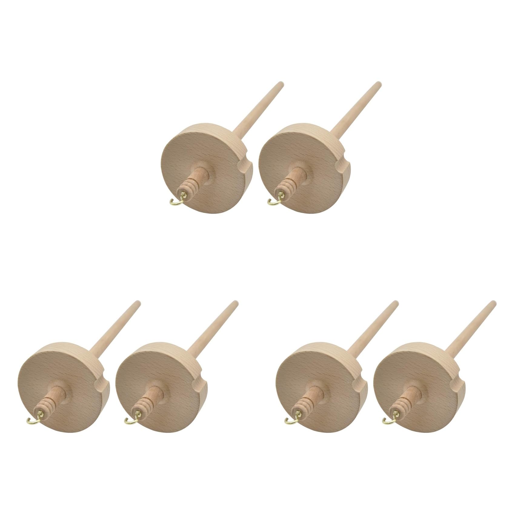 Hndhbfgrt 6Pcs Drop Spindle for Wool Yarn Top Whorl Drop Spindle Hand Carved Wooden Tool for Beginners