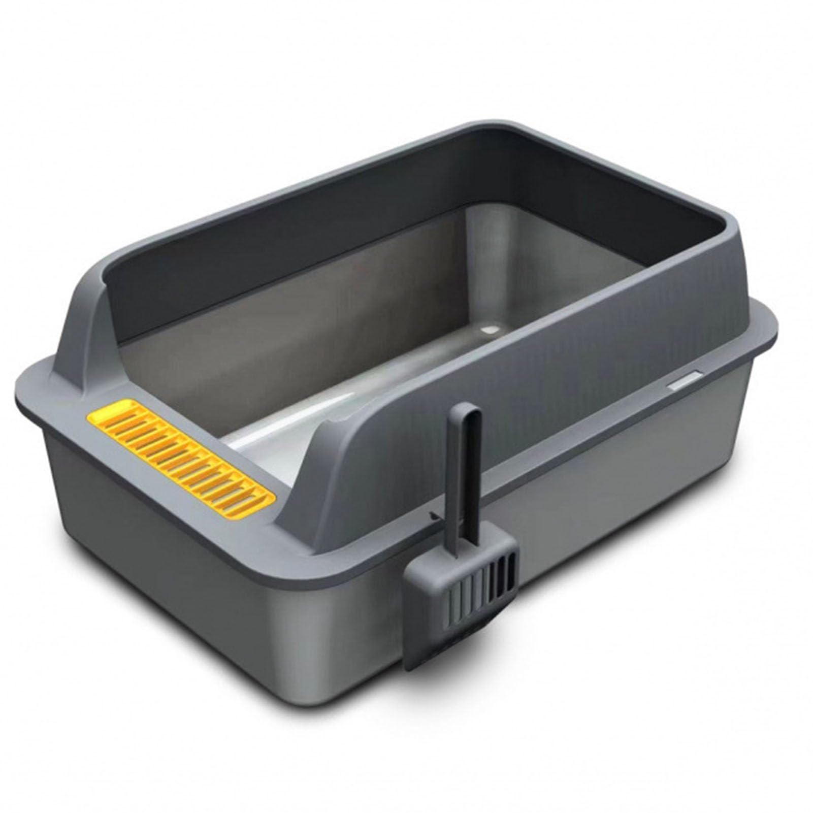 Caja de para Gatos Semicerrada, Acero Inoxidable Pequeña | Construcción de acero inoxidable antioxidante, diseño a prueba de salpicaduras de lados altos, control de olores