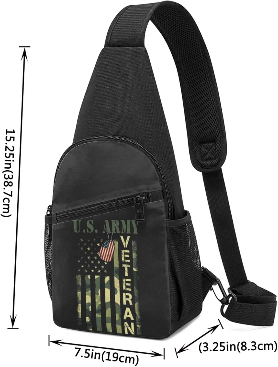 US Army Retired American Flag，Fashion One-Shoulder Bag，Anti-Theft Crossbody Shoulder Chest Bag