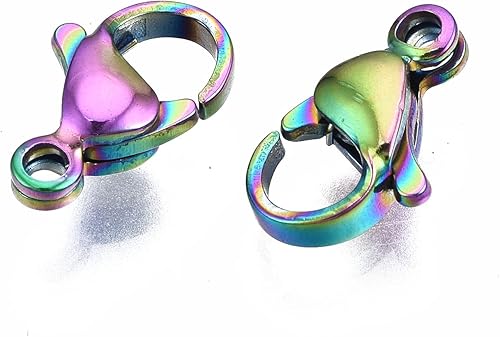 Vista 177 de Pandahall - 100 cierres de pinza de langosta de acero inoxidable, joyería de oro real de 24 quilates, cierre de langosta de 2 colores, cierre