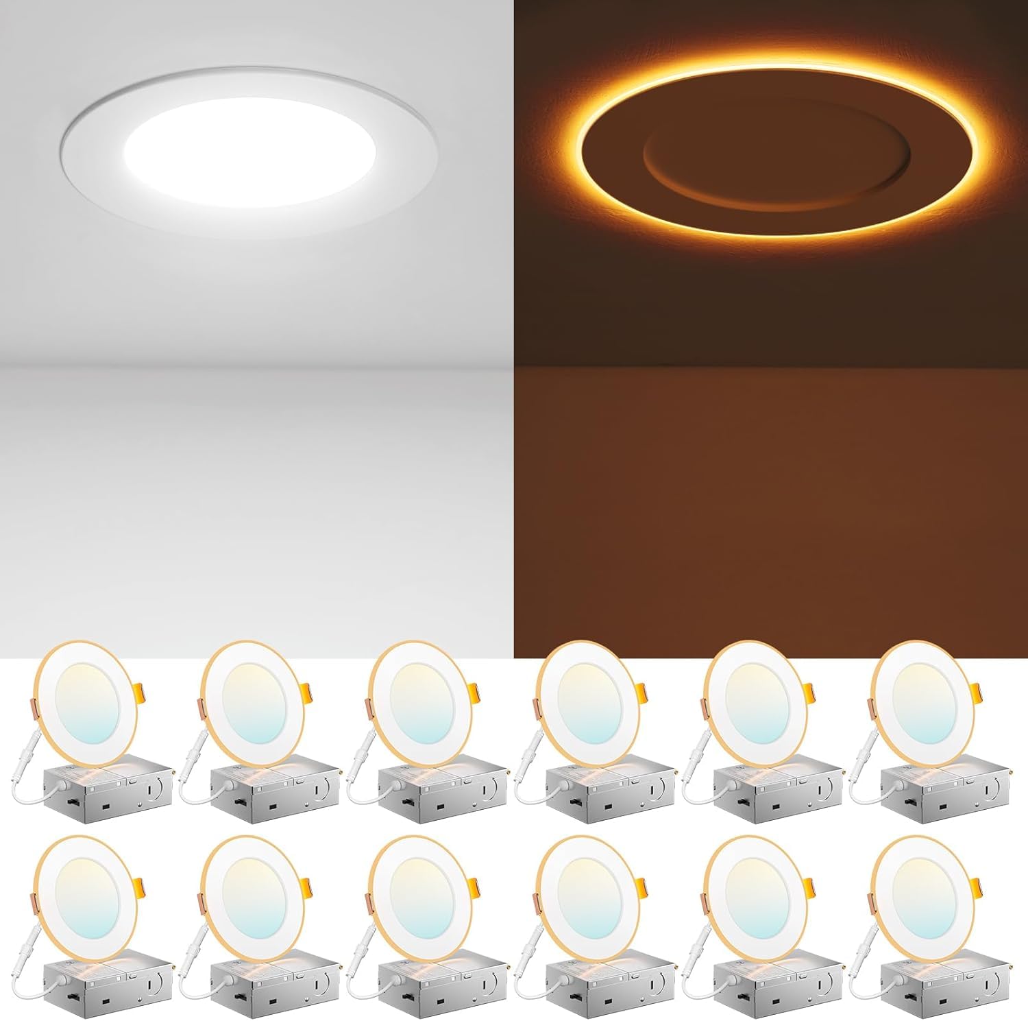 ◆コイズミ◆LED照明器具◆4点◆AD7301B27◆Z-2601DL21◆ Amico 12 Pack 4 Inch 5CCT Recessed Pot Light with Night Light