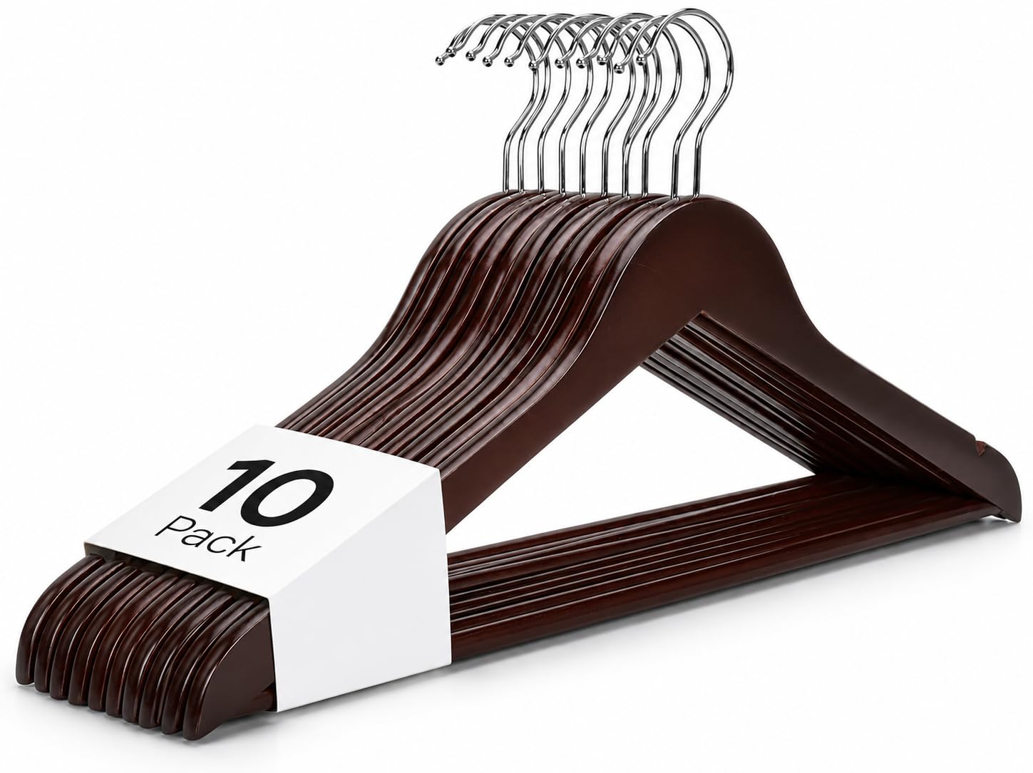 1ABOVE Strong White Wooden | Made By Natural Wood and Non-Slip Trouser bar | Coat Hangers | Strong Shoulder Notches (20)