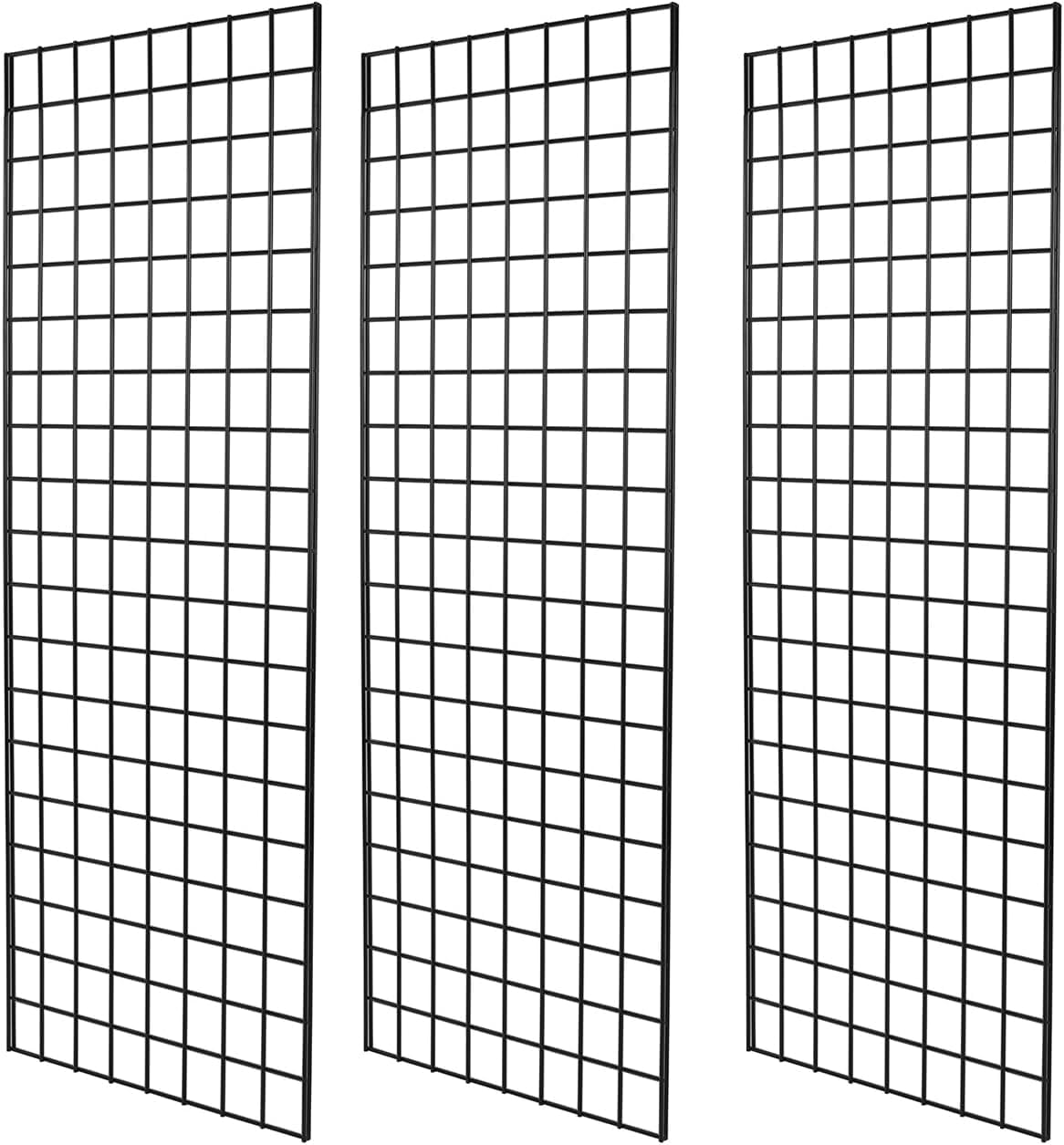 Bonnlo Heavy Duty Wire Grid Panel for Retail Display Gridwall, Thicker 5mm Wire, 140 LBS Weight Capacity Grid Wall Display Rack, 3-Pack Black (5' x 2')