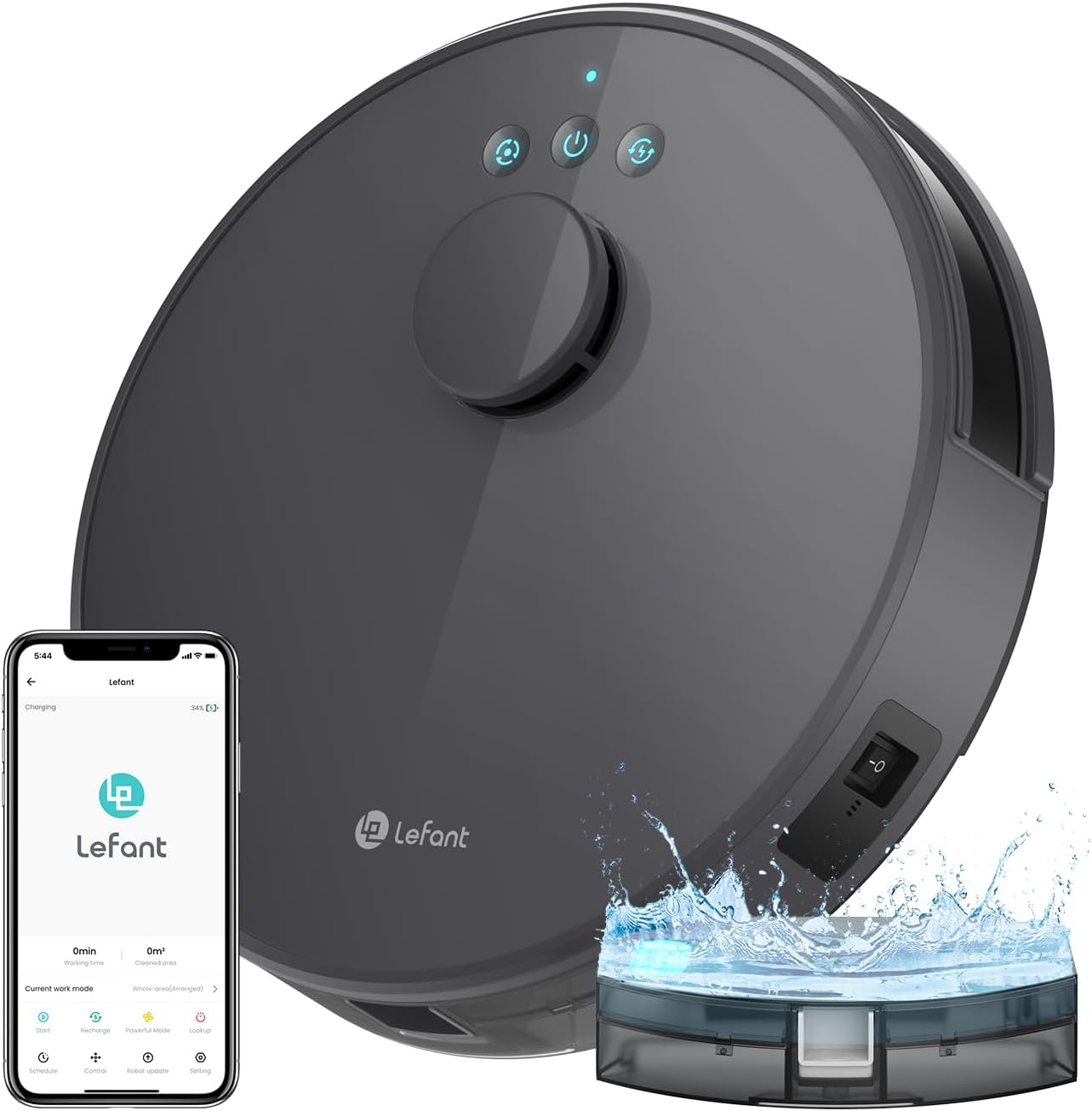 Lefant M1 Robot Vacuum and Mop, LiDAR Navigation, 4000Pa Powerful Suction, 150 Mins Runtime, Self-Charging Robotic Vacuum, Multi-Floor Mapping, No-Go Zones, Ideal for Pet Hair, Carpet, Hard Floor
