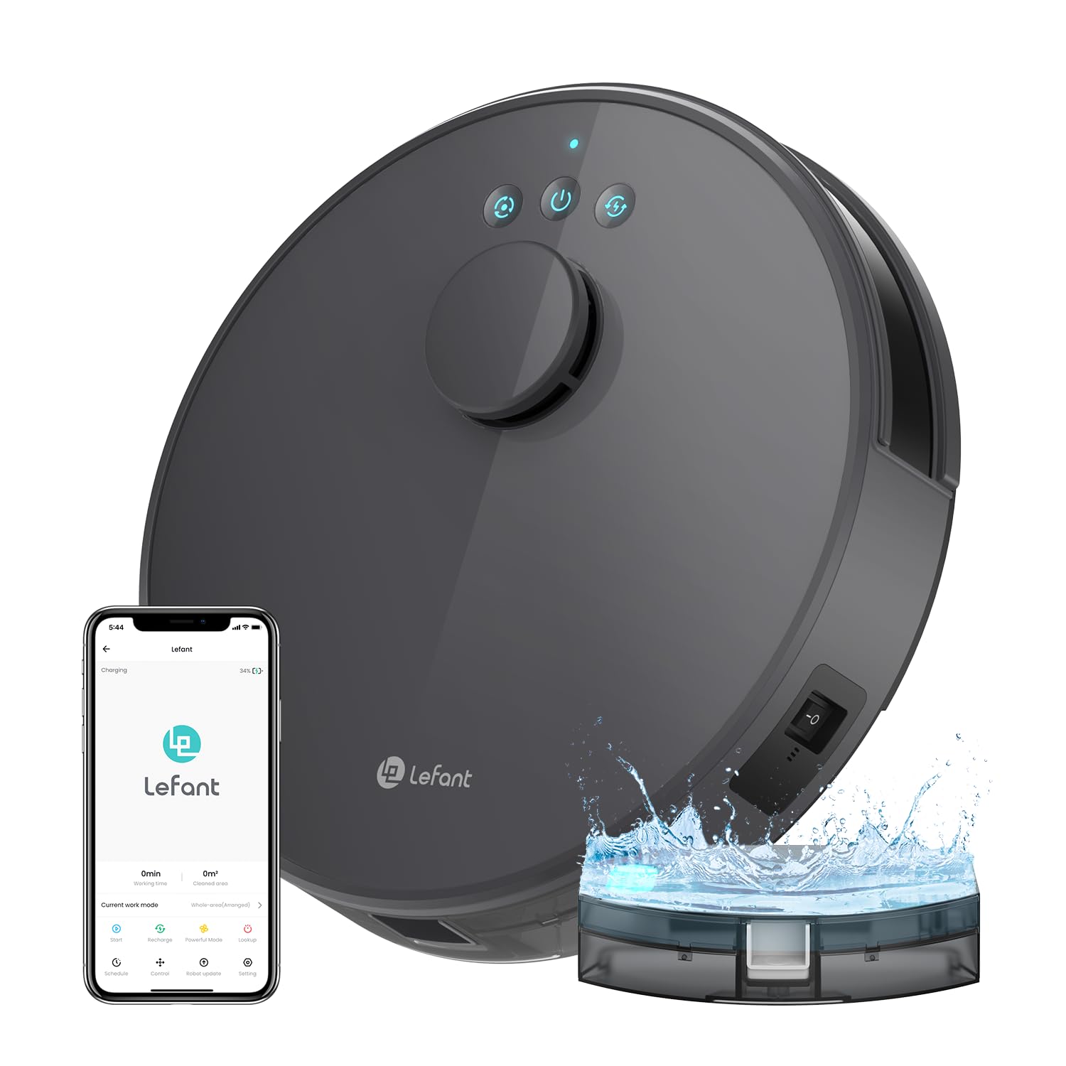 Lefant Saugroboter mit Wischfunktion M2S Pro, Staubsauger Roboter mit Automatischer Staubentleerung, LiDAR-Navigation Mapping, 10000 Pa, APP/Alexa, Roboterstaubsauger für Teppiche Tierhaare, Schwarz