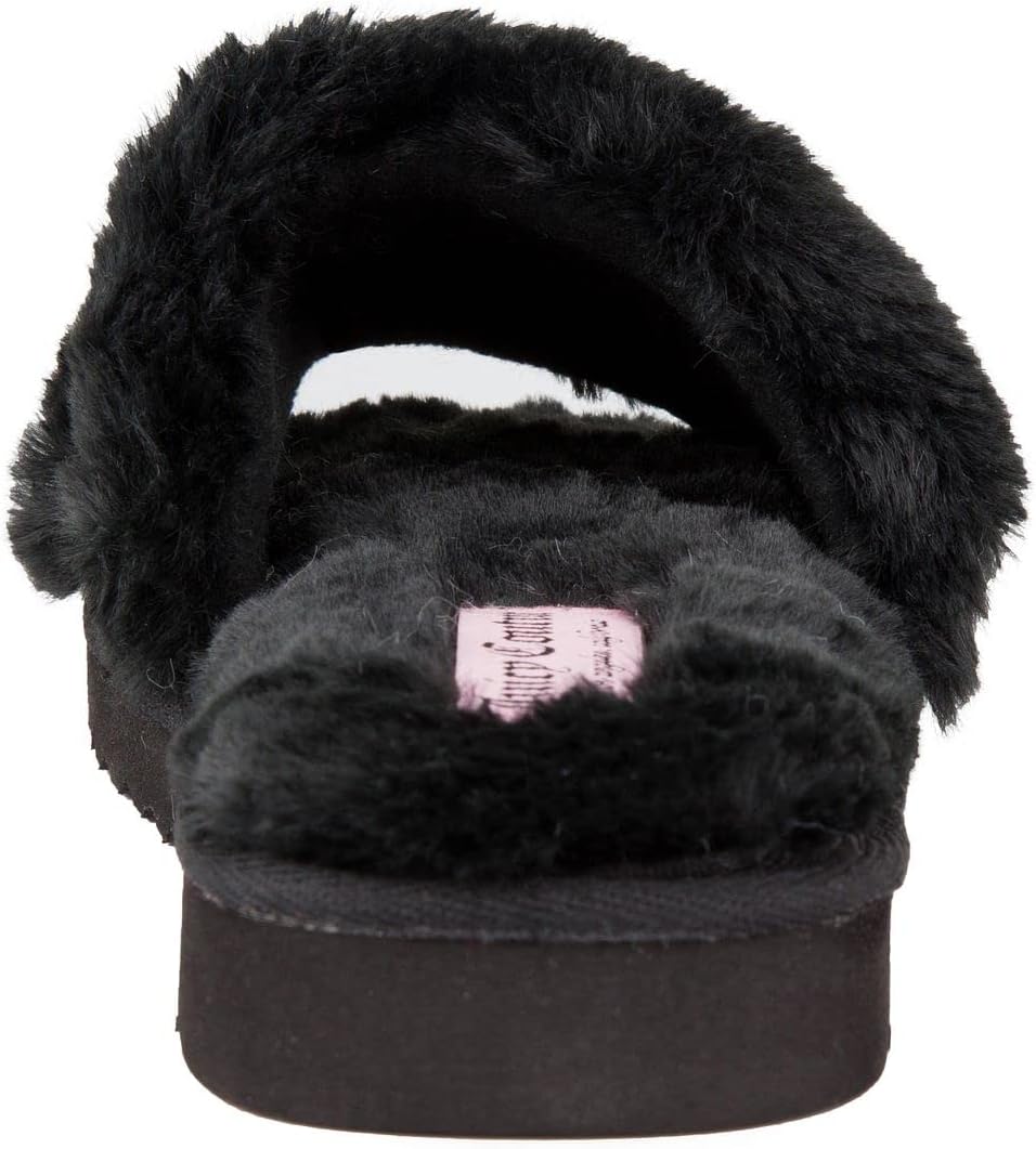Juicy Couture Women's Luxe Faux Fur Slide Slippers with Embellished Strap, Cozy Indoor/Outdoor Fuzzy Slip-On Sandals - Image 5