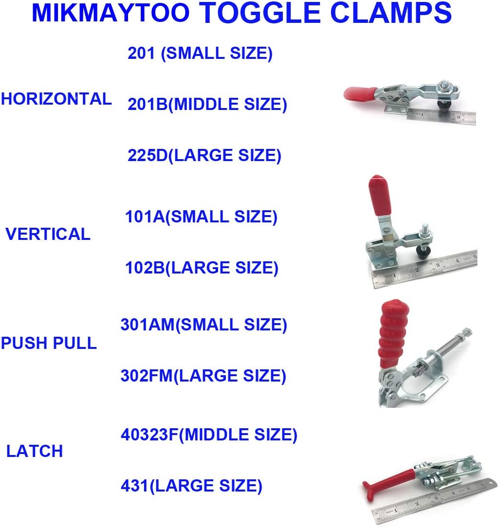 302F Push Pull Toggle Clamp Latch Anti-slip 2 Pack Hand Tool 300Lbs Holding Capacity Quick Release Heavy Duty Hand Tool for Wood Working (302F-2 Pack)